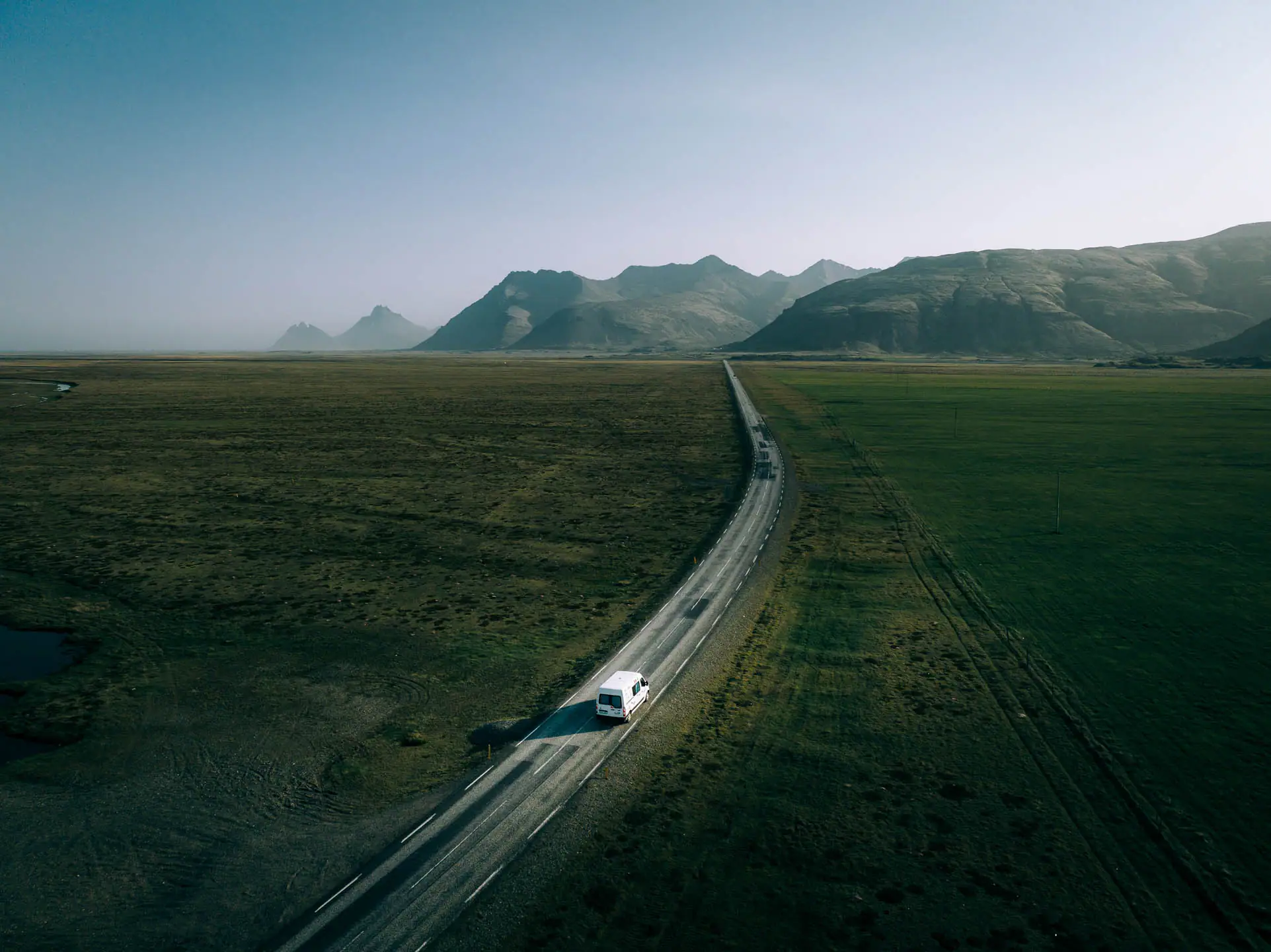 Campervan on the Ring Road, perfect place to enjoy fun facts about Iceland on a drive