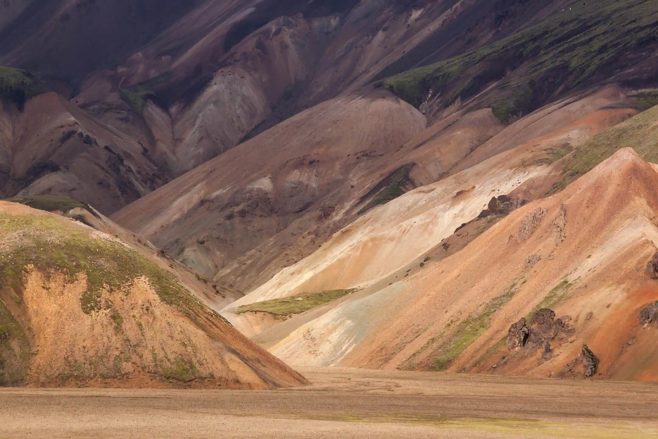 Rugged highland landscape on a hiking route in Iceland