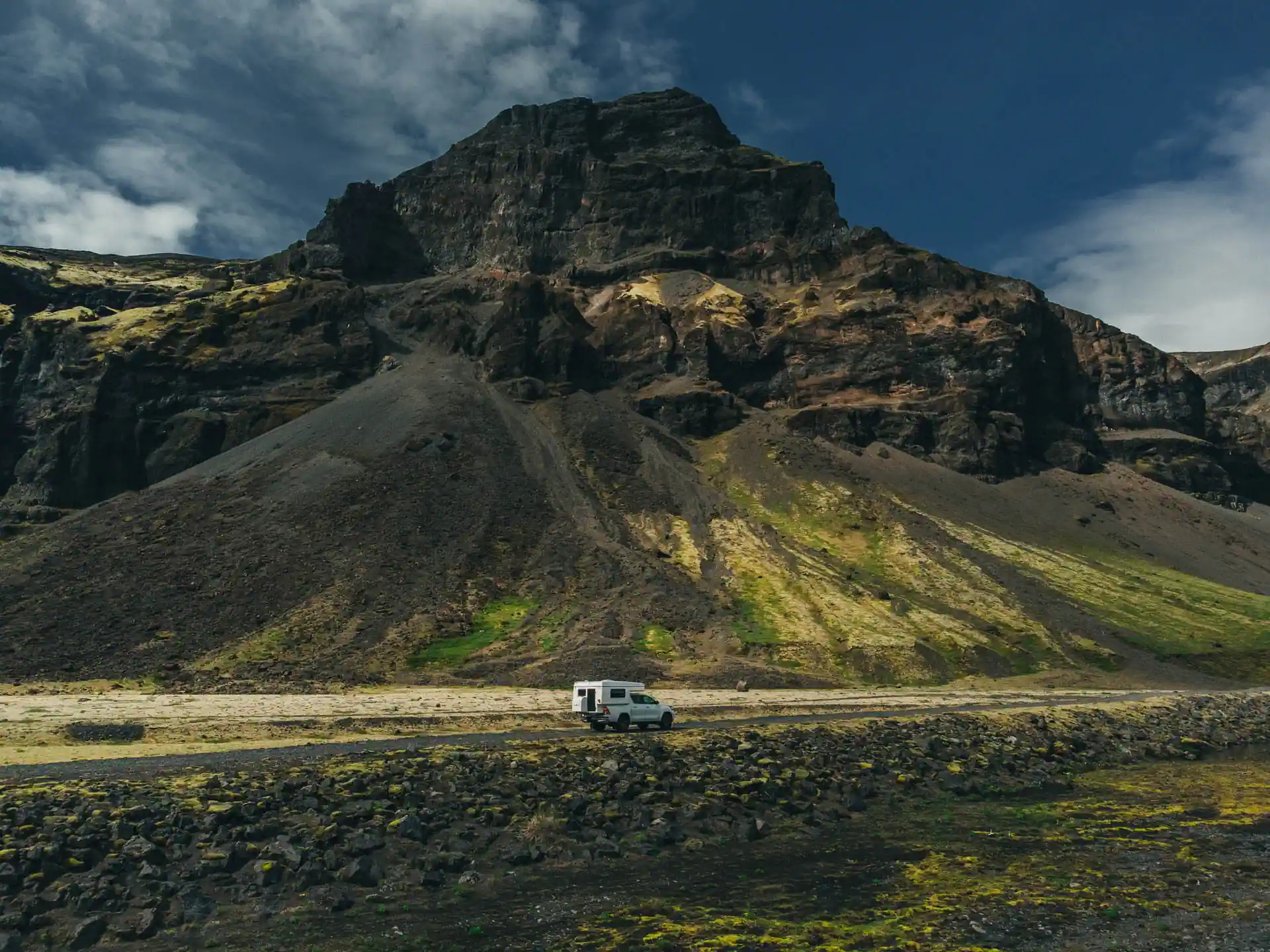 Campervan parked safely in Iceland showing how safe Iceland is for campervan travel.