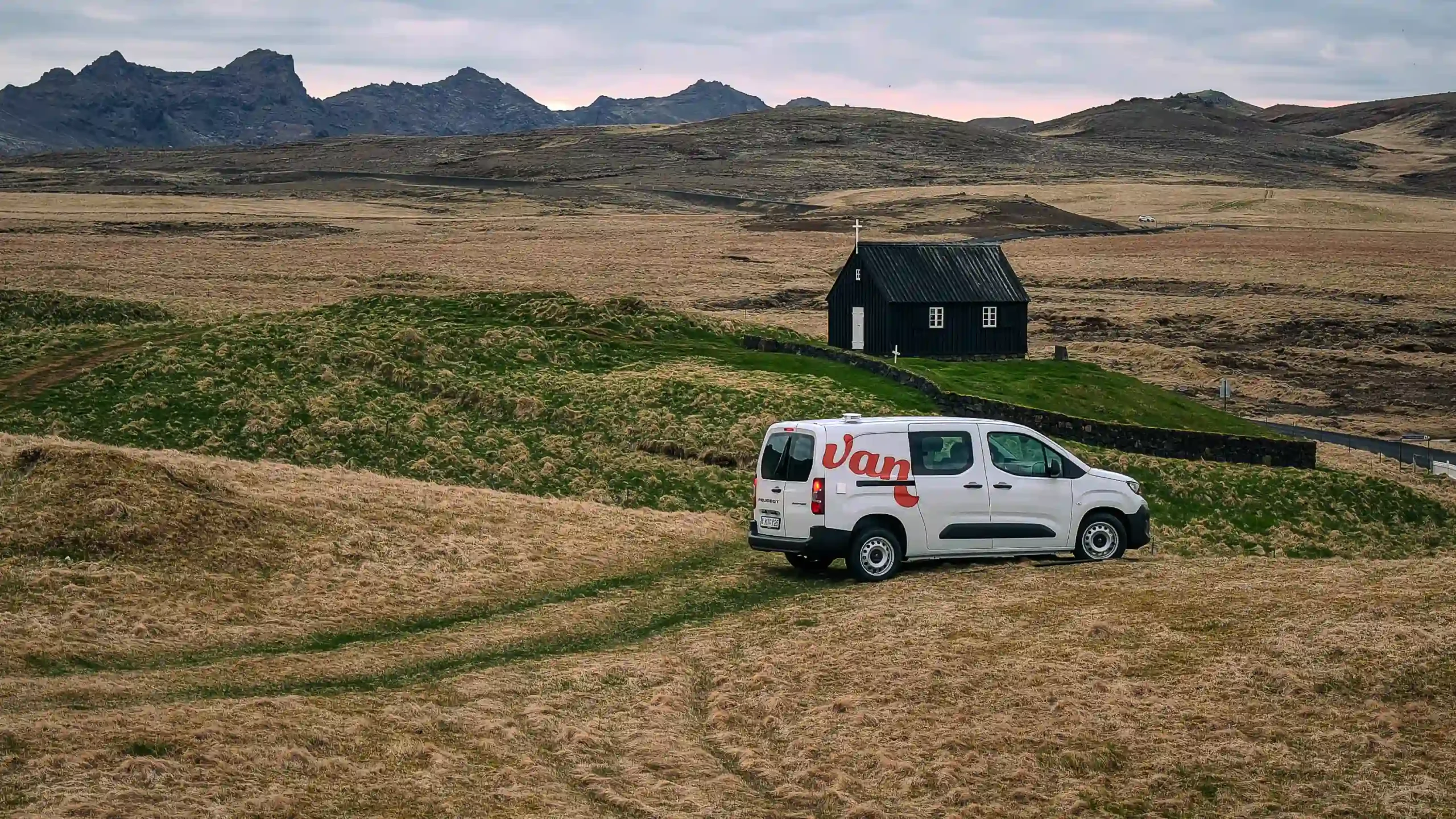 campervan 2 persons premium on top of the hill facing a beautifull black church